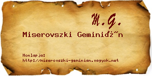 Miserovszki Geminián névjegykártya